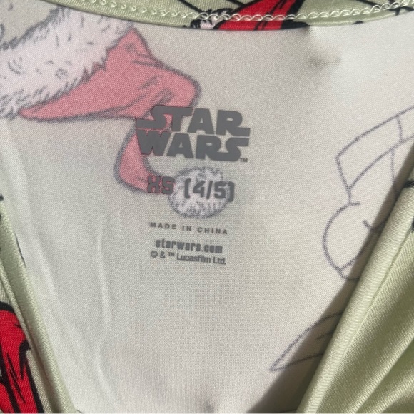 Disney Star Wars Girls 4/5 Yoda White and Green Christmas Dresses 2pc NWT - Picture 8 of 9